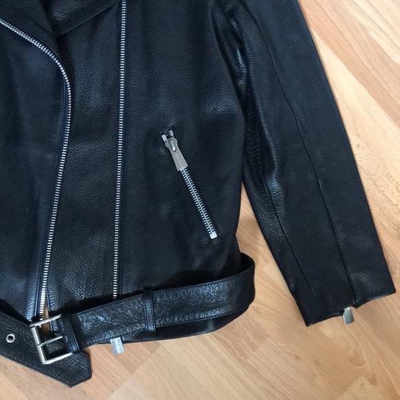 Anine Bing Moto Zipper Black Leather Jacket Size M - Picture 5 of 12